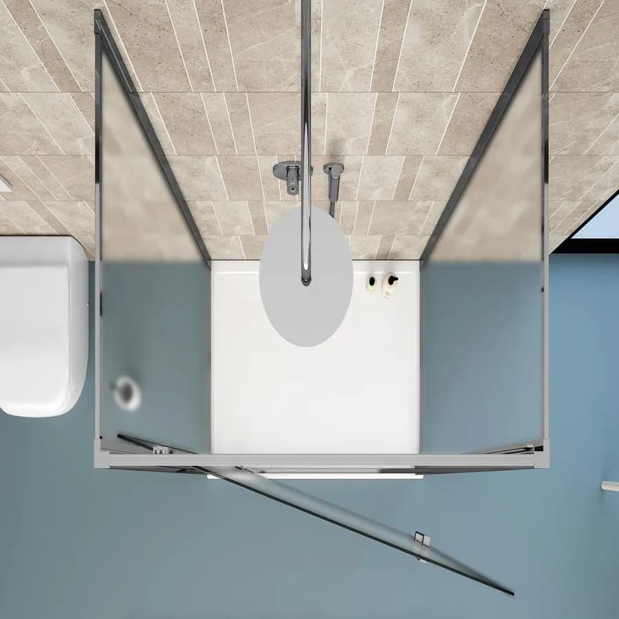 Box 3 lati 80x100x80 cm battente vetro opaco profilo cromo 195h - Moritz