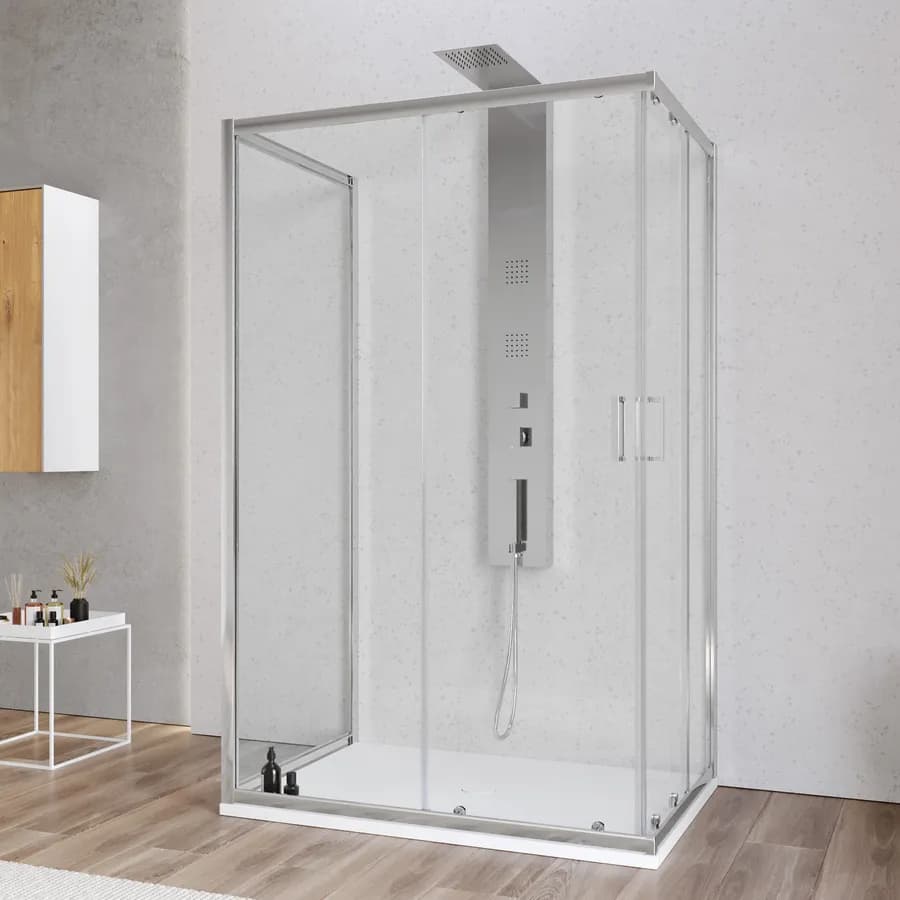 Box 3 lati 80x120x80 cm doppio scorrevole vetro temperato 6mm trasparente 185h - Young
