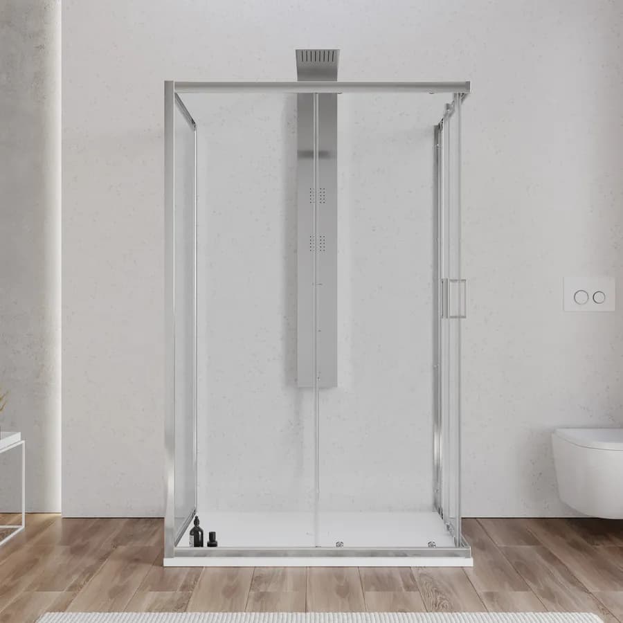 Box 3 lati 80x120x80 cm doppio scorrevole vetro temperato 6mm trasparente 185h - Young
