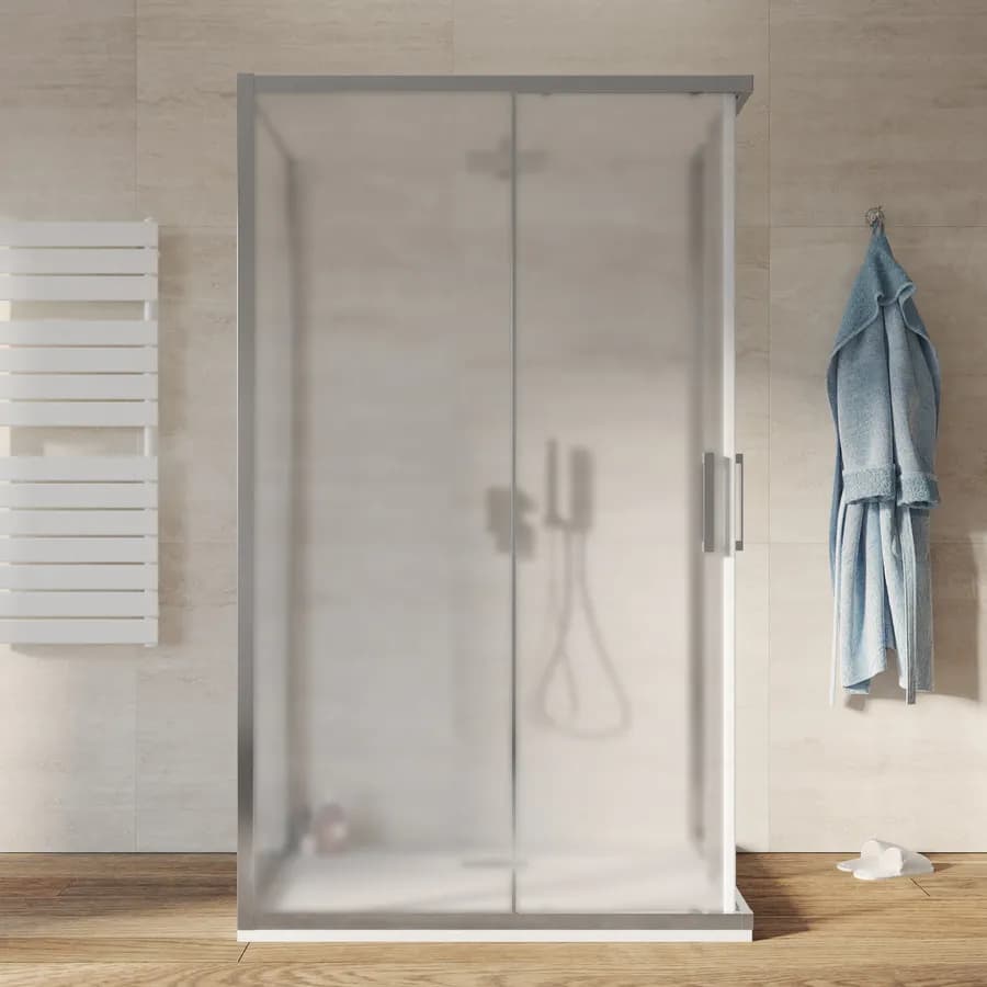 Box 3 lati 80x140X80 cm doppio scorrevole vetro opaco profilo cromo 195h - Moritz