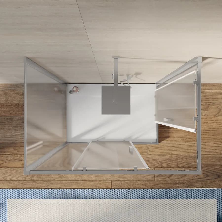 Box 3 lati 80x140X80 cm doppio scorrevole vetro opaco profilo cromo 195h - Moritz