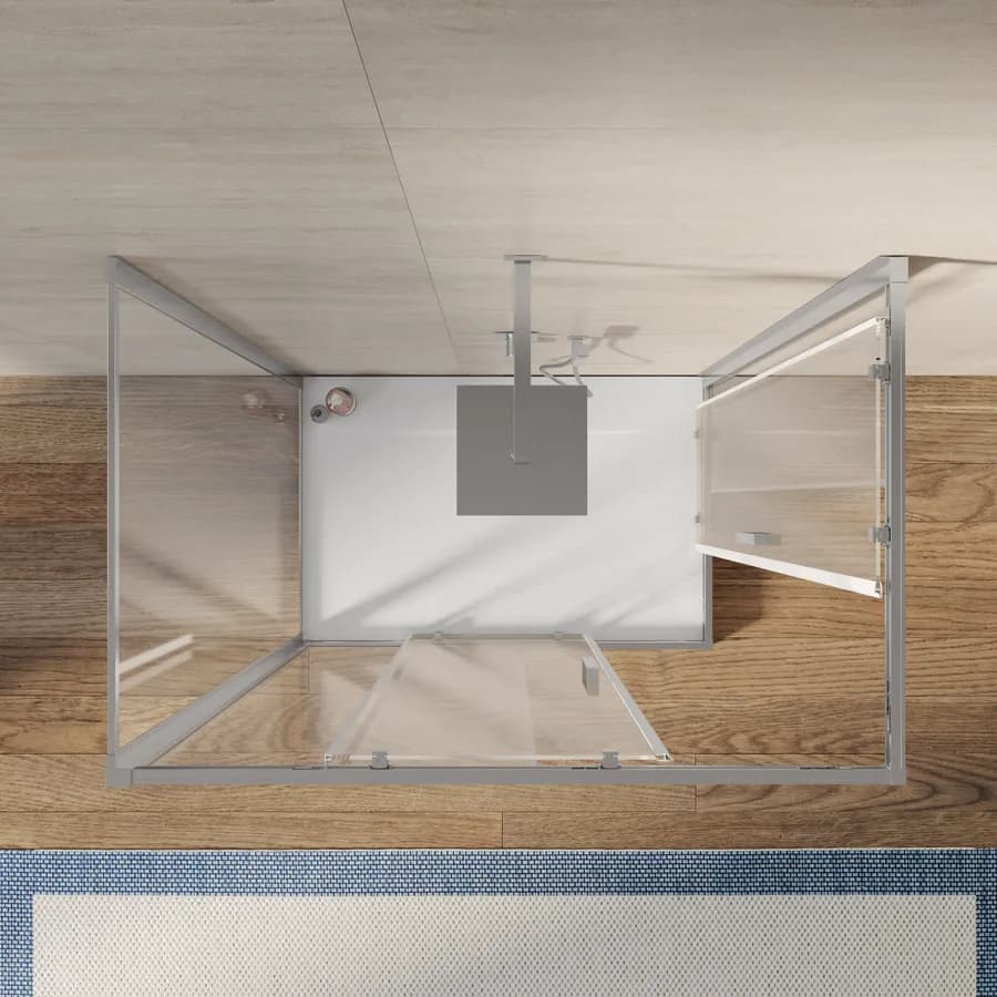 Box 3 lati 80x140X80 cm doppio scorrevole vetro trasparente anticalcare profilo cromo 195h - Moritz