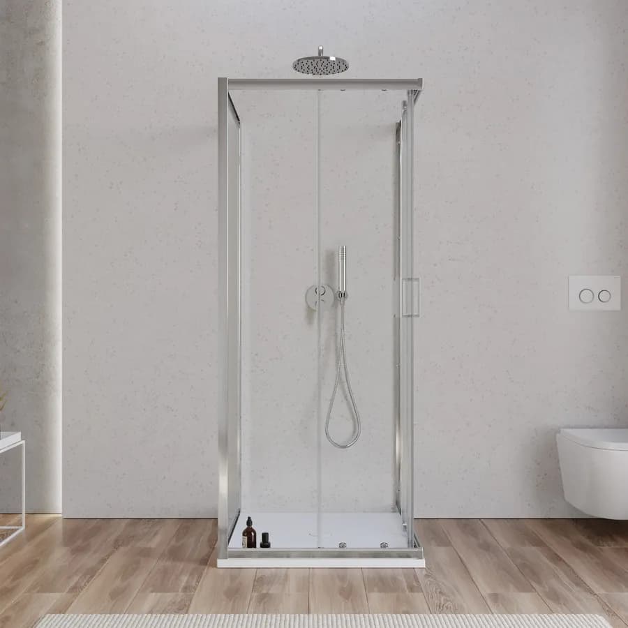 Box 3 lati 80x80x80 cm doppio scorrevole vetro temperato 6mm trasparente 185h - Young