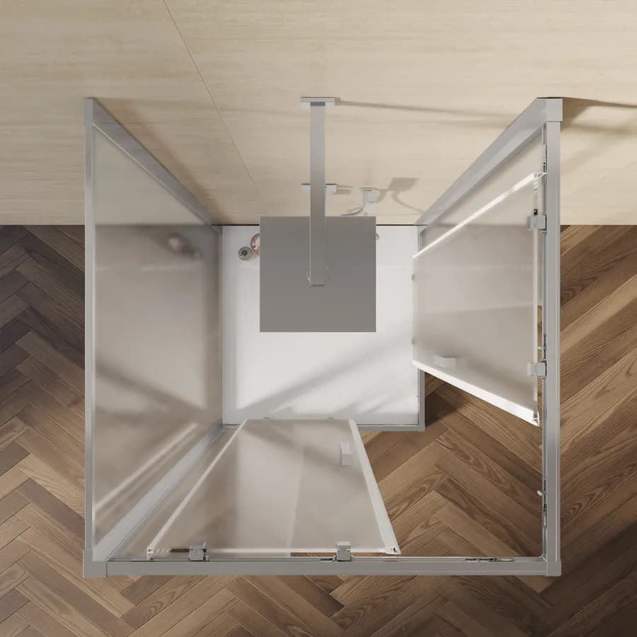 Box 3 lati 80x80x80 cm doppio scorrevole vetro opaco profilo cromo 195h - Moritz