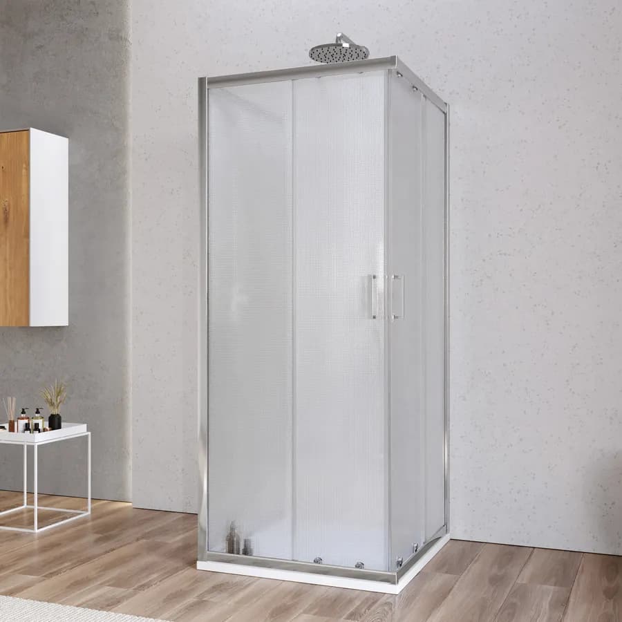 Box 3 lati 90x90x90 cm doppio scorrevole vetro temperato 6mm stampato 185h - Young
