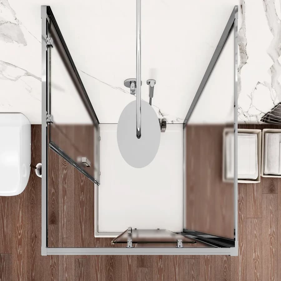 Box 3 lati 90x90x90 cm doppio scorrevole vetro opaco profilo cromo 195h - Moritz
