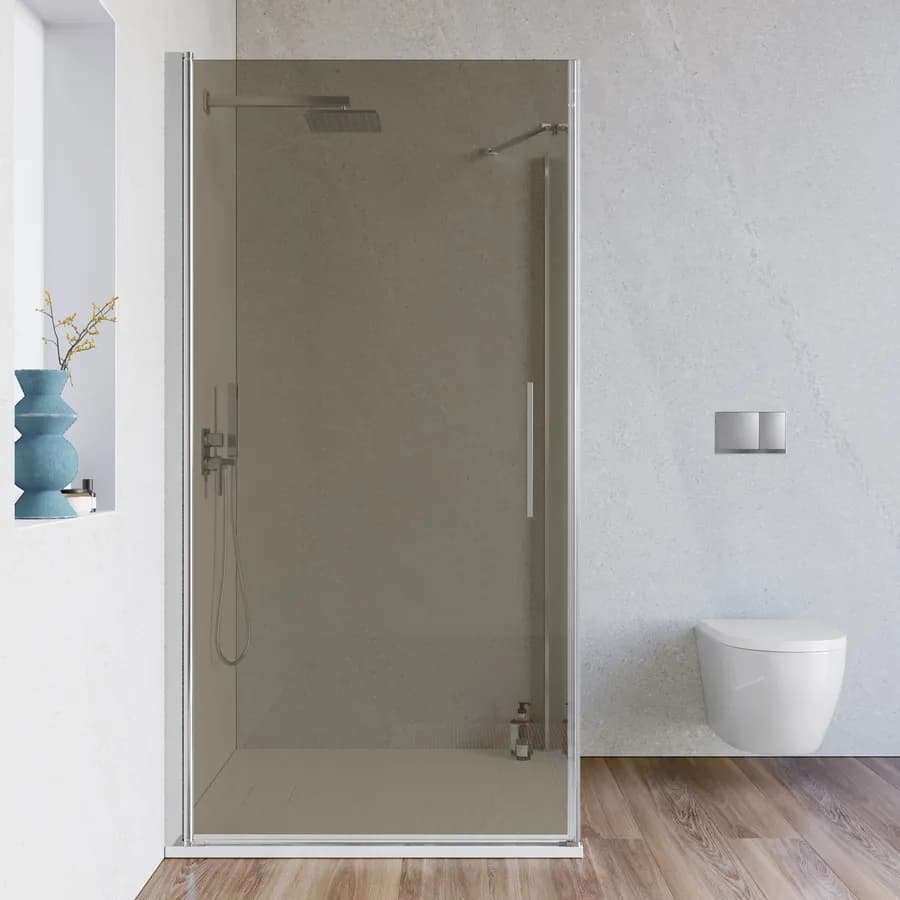 Box doccia 100x100 cm battente 100 cm con vetro temperato bronzato e profilo cromo 195h - Nilo
