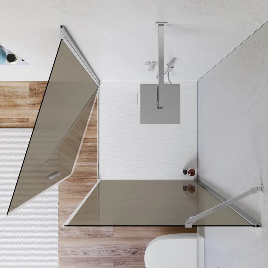Box doccia 100x100 cm battente 100 cm con vetro temperato bronzato e profilo cromo 195h - Nilo