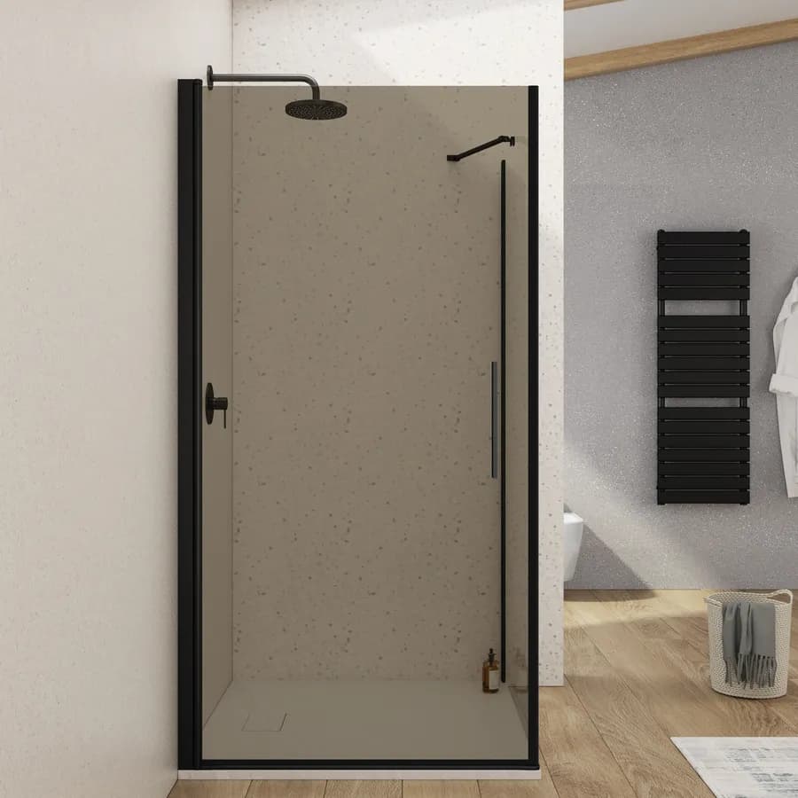 Box doccia 100X100 cm battente 100 cm con vetro temperato bronzato e profilo nero 195h - Nilo