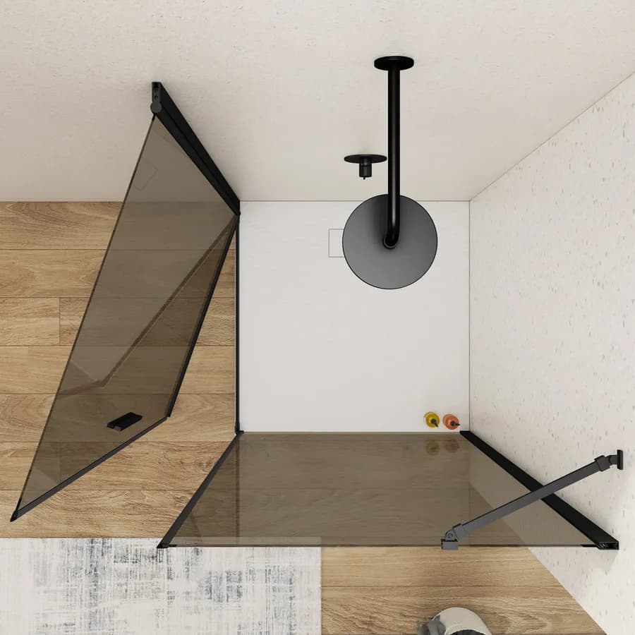 Box doccia 100X100 cm battente 100 cm con vetro temperato bronzato e profilo nero 195h - Nilo