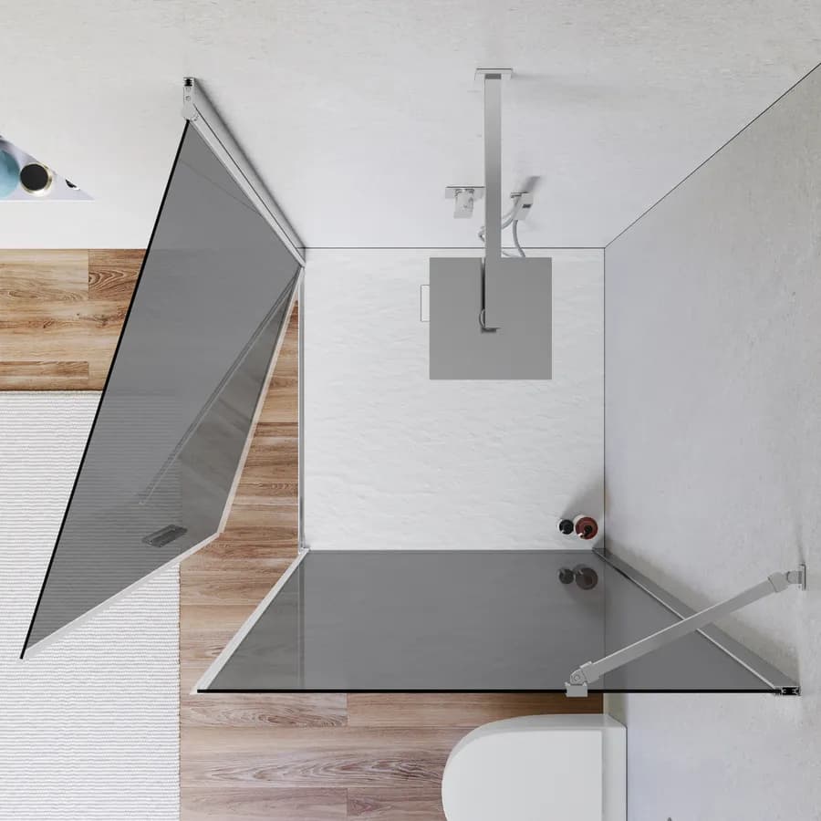 Box doccia 100x100 cm battente 100 cm con vetro temperato fumé e profilo cromo 195h - Nilo