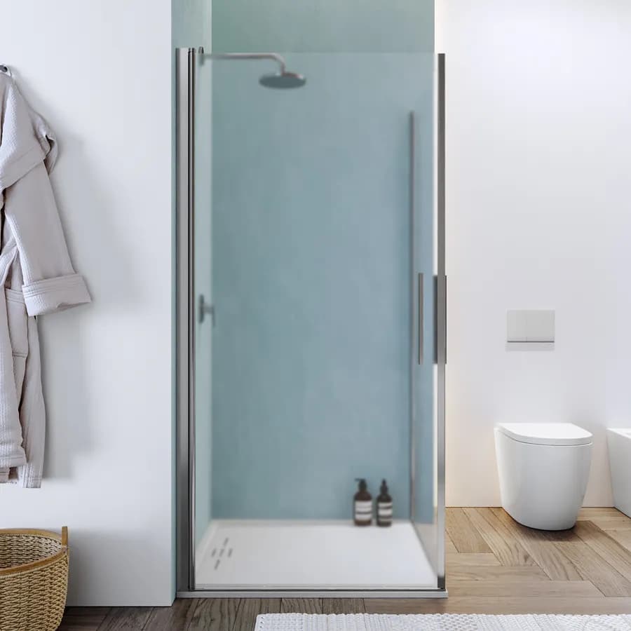 Box doccia 100x100 cm doppio battente con vetro temperato opaco e profilo cromo 190h - Nilo