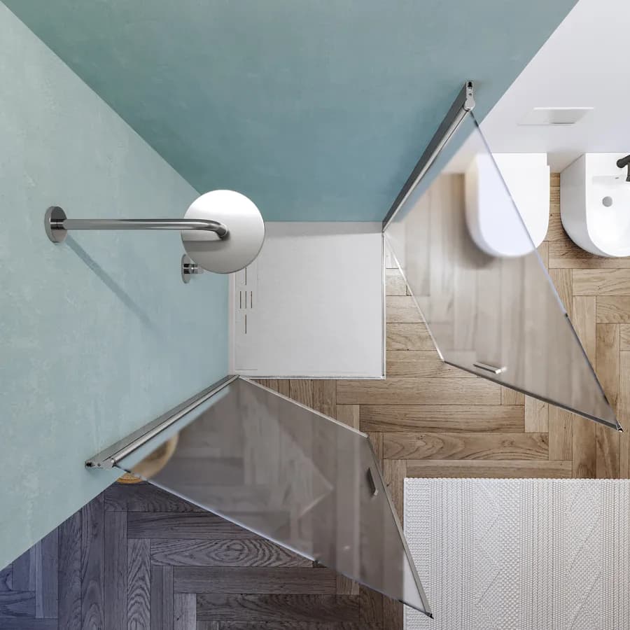 Box doccia 100x100 cm doppio battente con vetro temperato opaco e profilo cromo 190h - Nilo