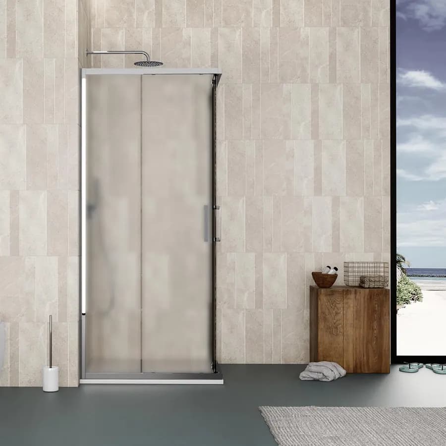 Box doccia 100x100 cm angolare scorrevole vetro opaco profilo cromo 195h - Moritz