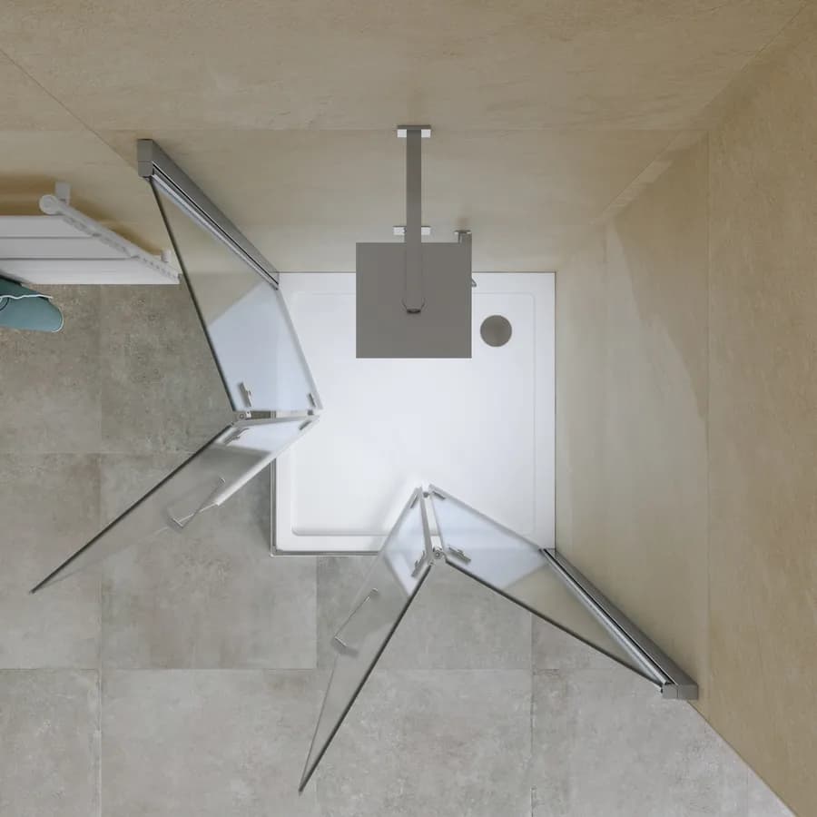 Box doccia 100x100 cm doppio soffietto vetro anticalcare opaco profilo cromo 195h - Flexy
