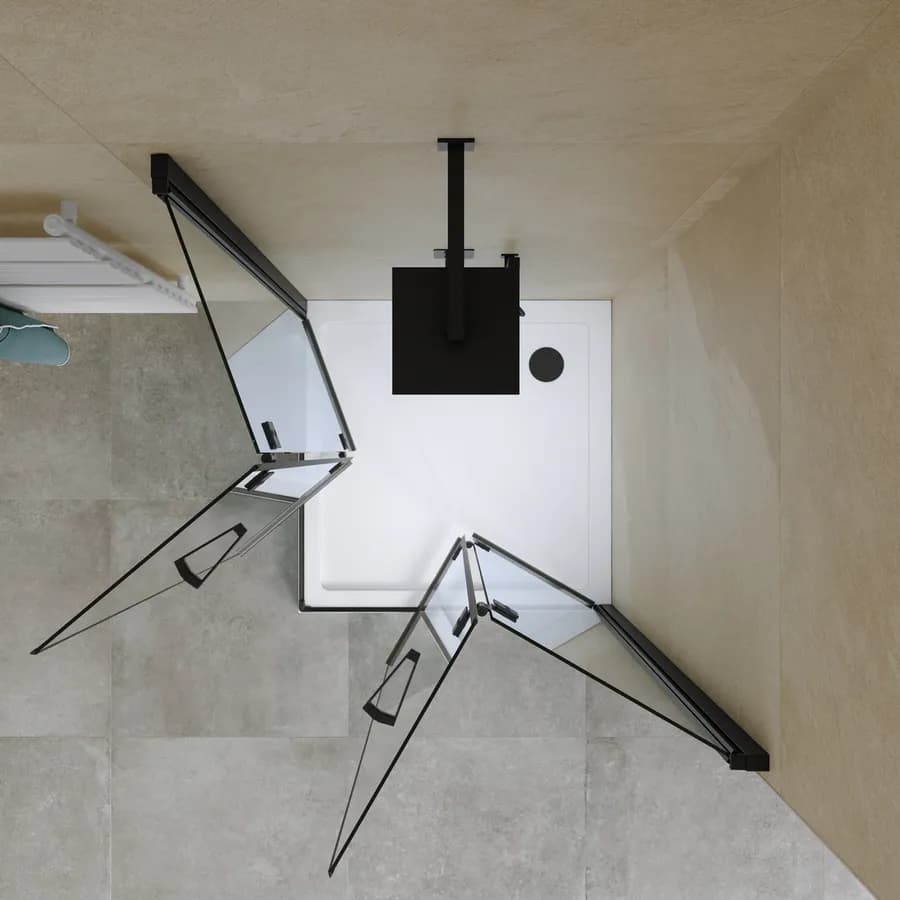 Box doccia 100x105 cm doppio soffietto vetro anticalcare trasparente e profilo nero opaco 195h - Flexy