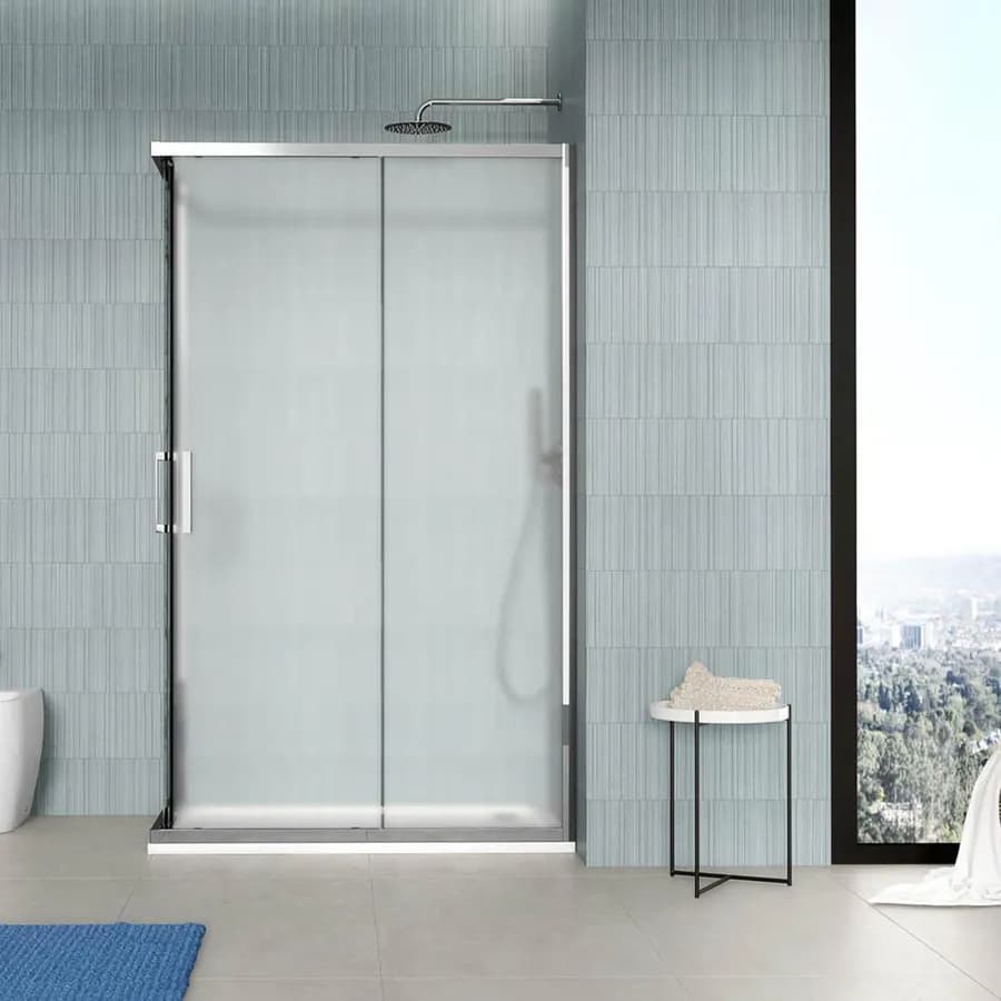 Box doccia 100x140 cm angolare scorrevole vetro opaco profilo cromo 195h - Moritz