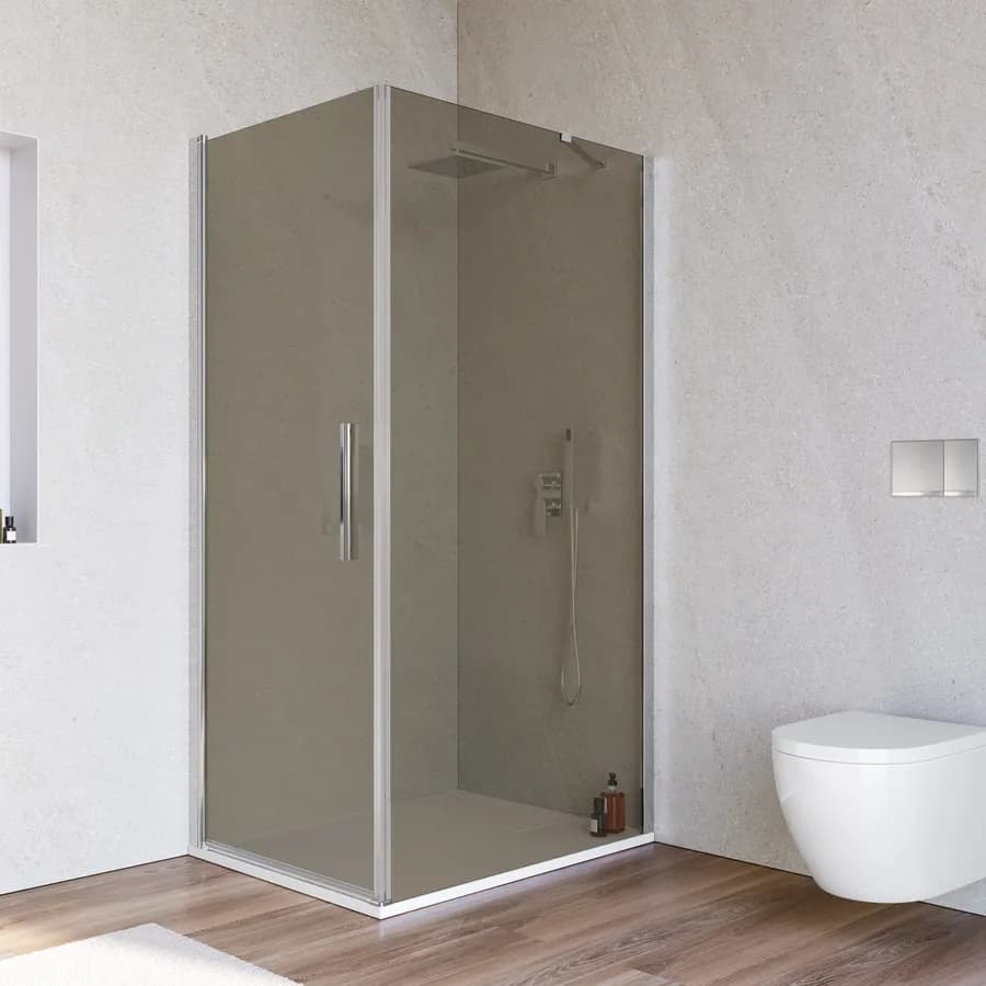 Box doccia 100x70 cm battente 70 cm con vetro temperato bronzato e profilo cromo 195h - Nilo