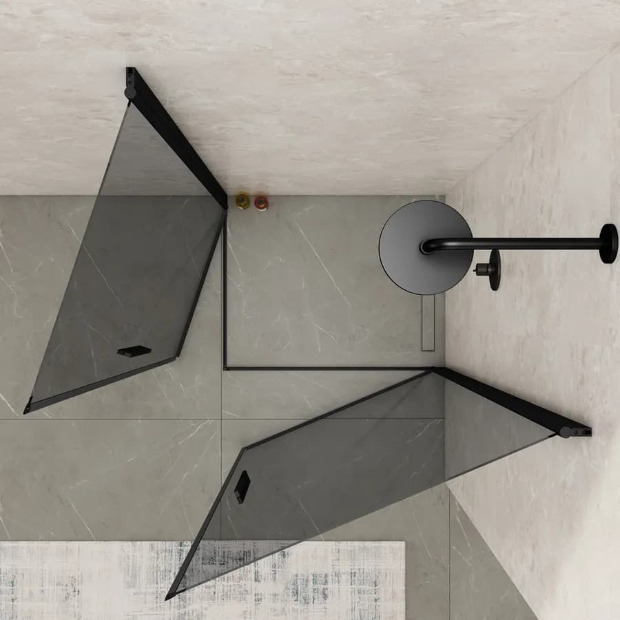 Box doccia 100X75 cm doppio battente con vetro temperato fumé e profilo nero opaco 195h - Nilo