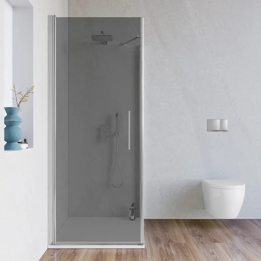 Box doccia 100x80 cm battente 80 cm con vetro temperato fumé e profilo cromo 195h - Nilo