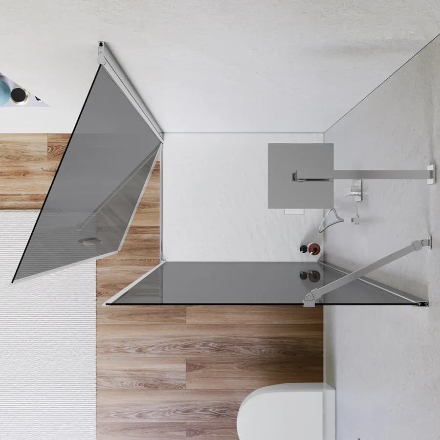 Box doccia 100x80 cm battente 80 cm con vetro temperato fumé e profilo cromo 195h - Nilo