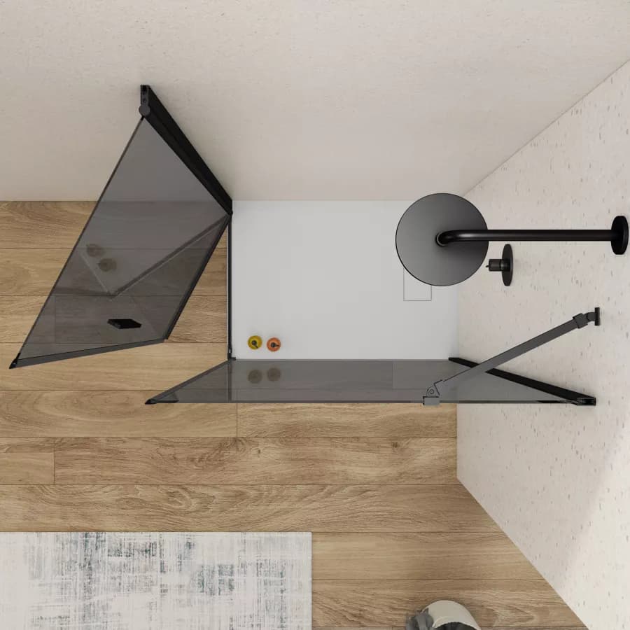 Box doccia 100X80 cm battente 80 cm con vetro temperato fumé e profilo nero 195h - Nilo