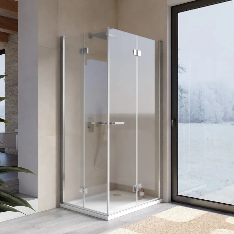 Box doccia 80x100 cm doppio soffietto vetro anticalcare opaco profilo cromo 195h - Flexy