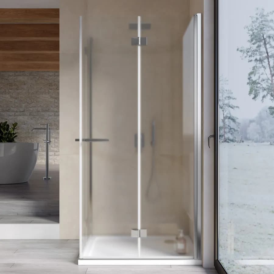 Box doccia 80x100 cm doppio soffietto vetro anticalcare opaco profilo cromo 195h - Flexy