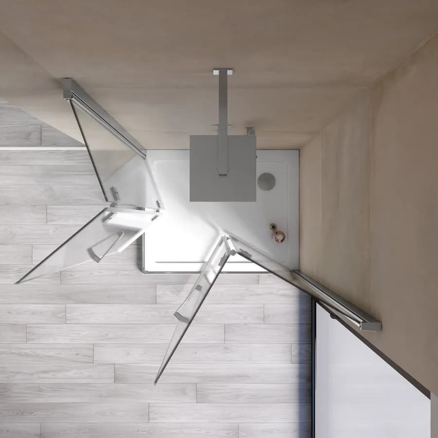 Box doccia 80x100 cm doppio soffietto vetro anticalcare opaco profilo cromo 195h - Flexy