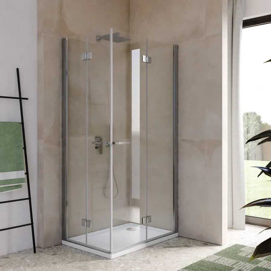 Box doccia 75x105 cm doppio soffietto vetro anticalcare trasparente profilo cromo 195h - Flexy