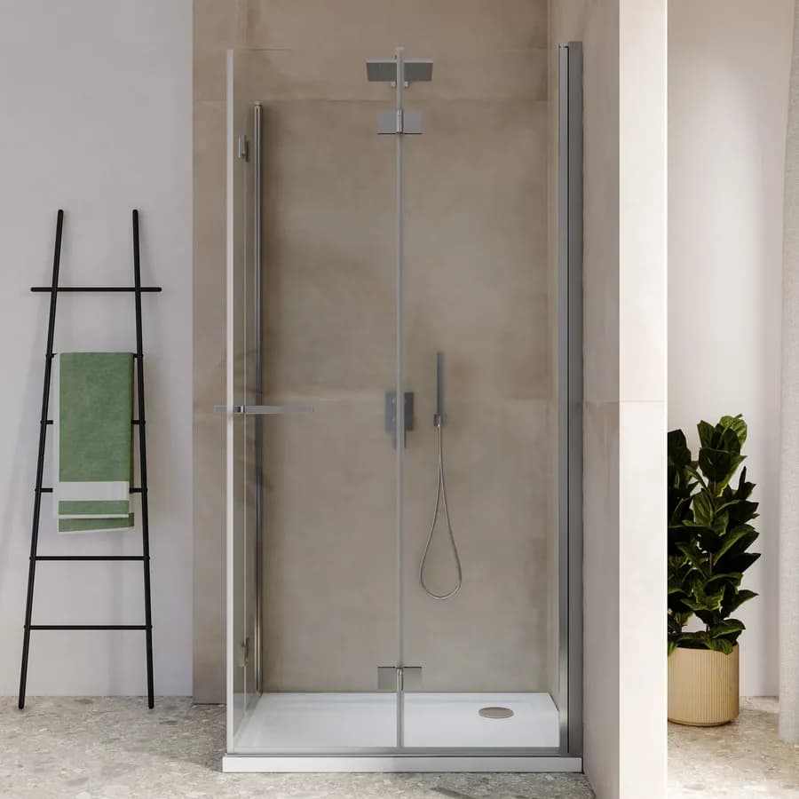 Box doccia 75x105 cm doppio soffietto vetro anticalcare trasparente profilo cromo 195h - Flexy