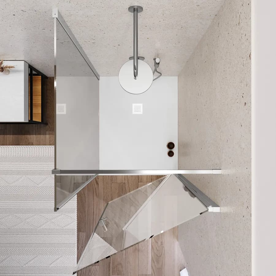 Box doccia 110X100 cm lato fisso specchiato con battente e profilo cromo 200h - Artego Duo