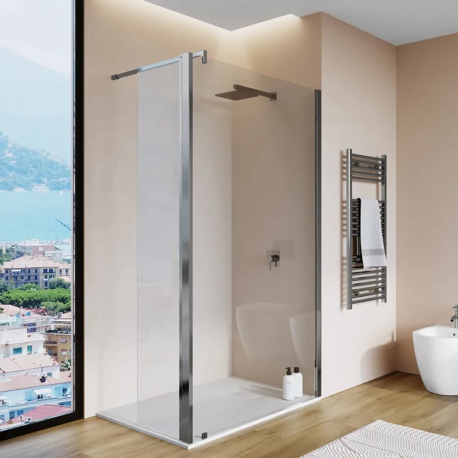 Box doccia 120 cm con anta girevole 35 cm vetro anticalcare trasparente e profilo cromo 200h - Keep