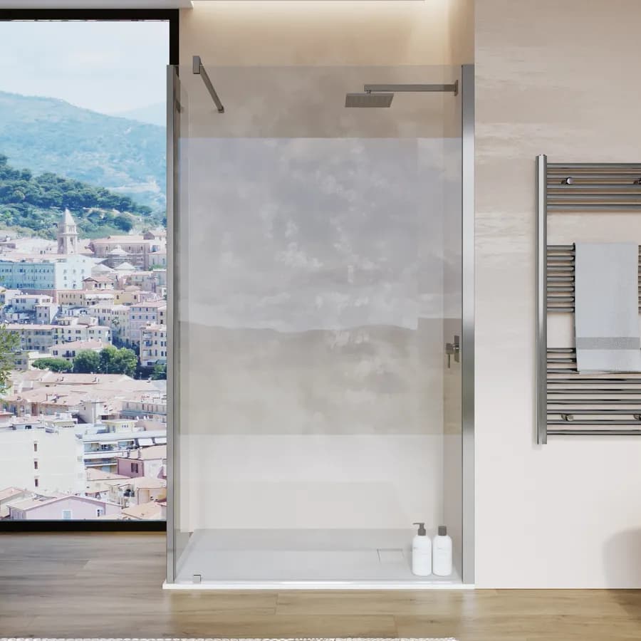 Box doccia 120 cm con anta girevole 35 cm vetro anticalcare trasparente e profilo cromo 200h - Keep