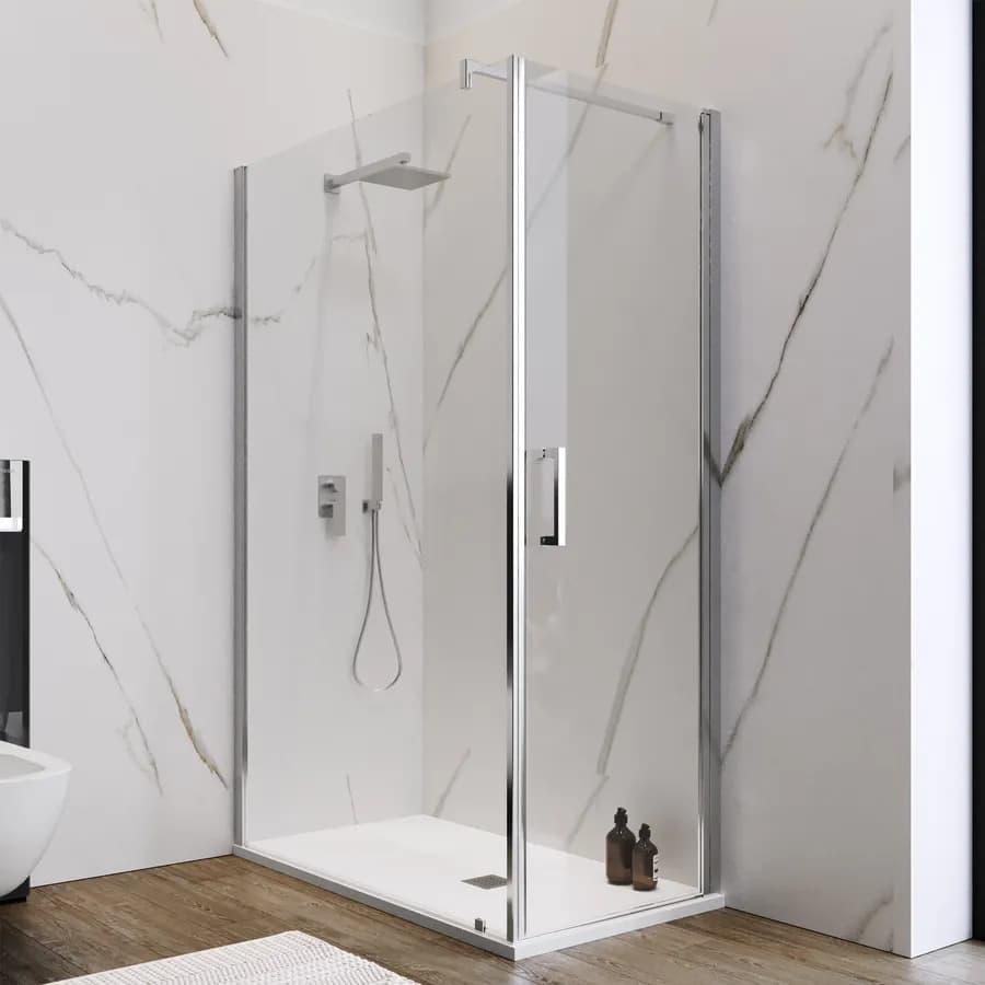 Box doccia 140X70 cm battente con vetro anticalcare trasparente e profilo cromo 200h - Artego