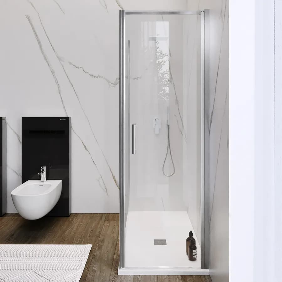 Box doccia 140X80 cm battente con vetro anticalcare trasparente e profilo cromo 200h - Artego