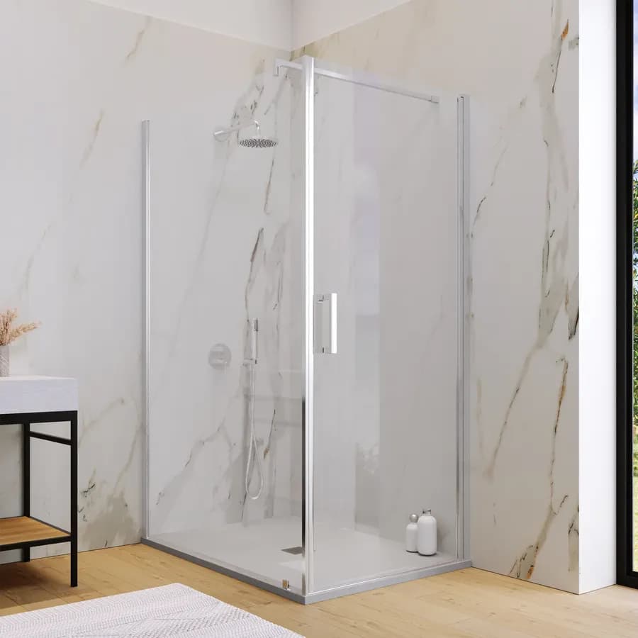 Box doccia 140X90 cm battente con vetro anticalcare trasparente e profilo cromo 200h - Artego
