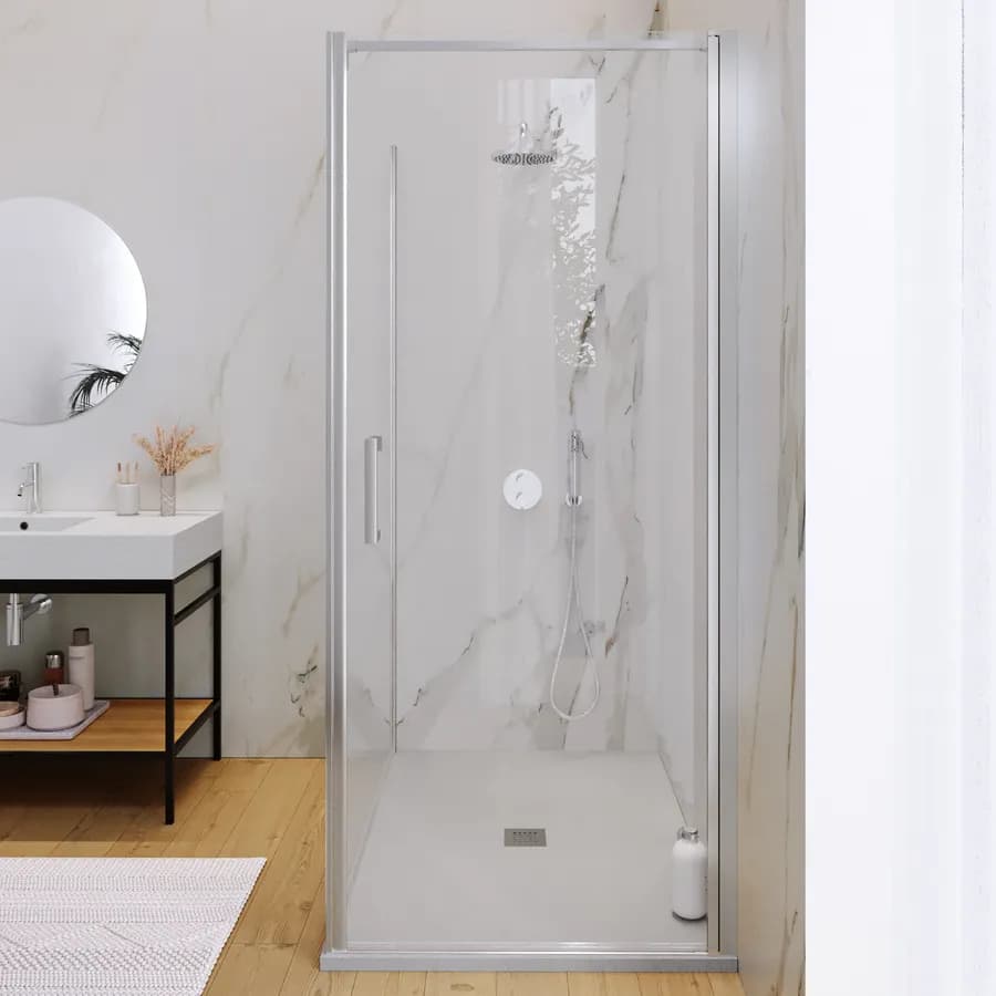 Box doccia 140X90 cm battente con vetro anticalcare trasparente e profilo cromo 200h - Artego