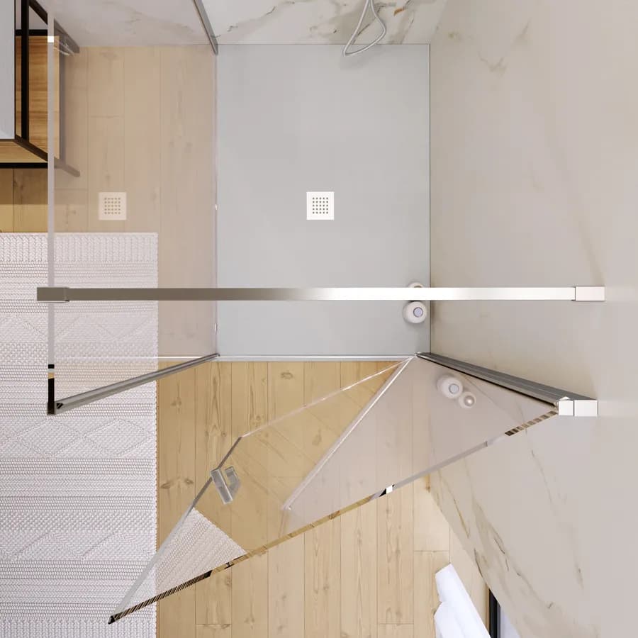 Box doccia 140X90 cm battente con vetro anticalcare trasparente e profilo cromo 200h - Artego