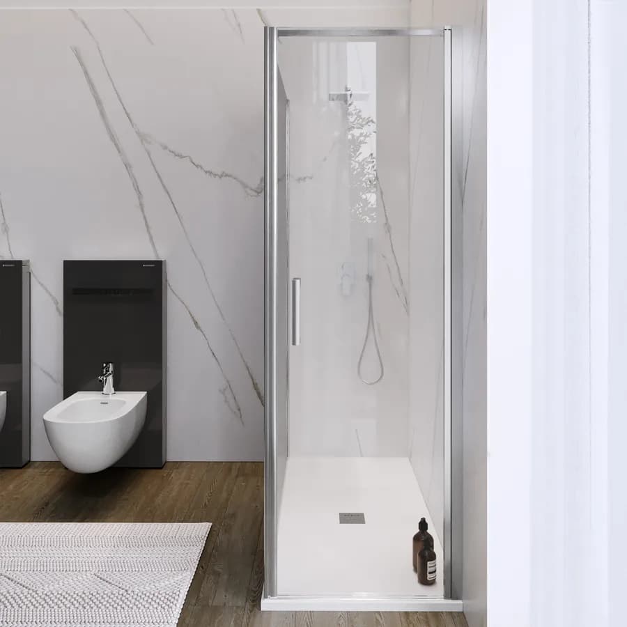 Box doccia 150X80 cm lato fisso specchiato con battente e profilo cromo 200h - Artego Duo