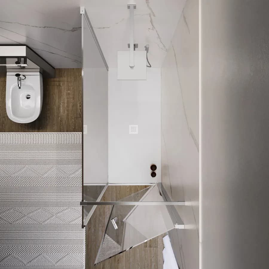 Box doccia 150X80 cm lato fisso specchiato con battente e profilo cromo 200h - Artego Duo