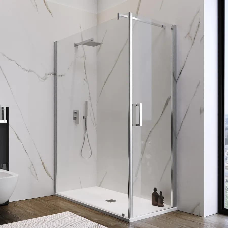 Box doccia 160X70 cm battente con vetro anticalcare trasparente e profilo cromo 200h - Artego