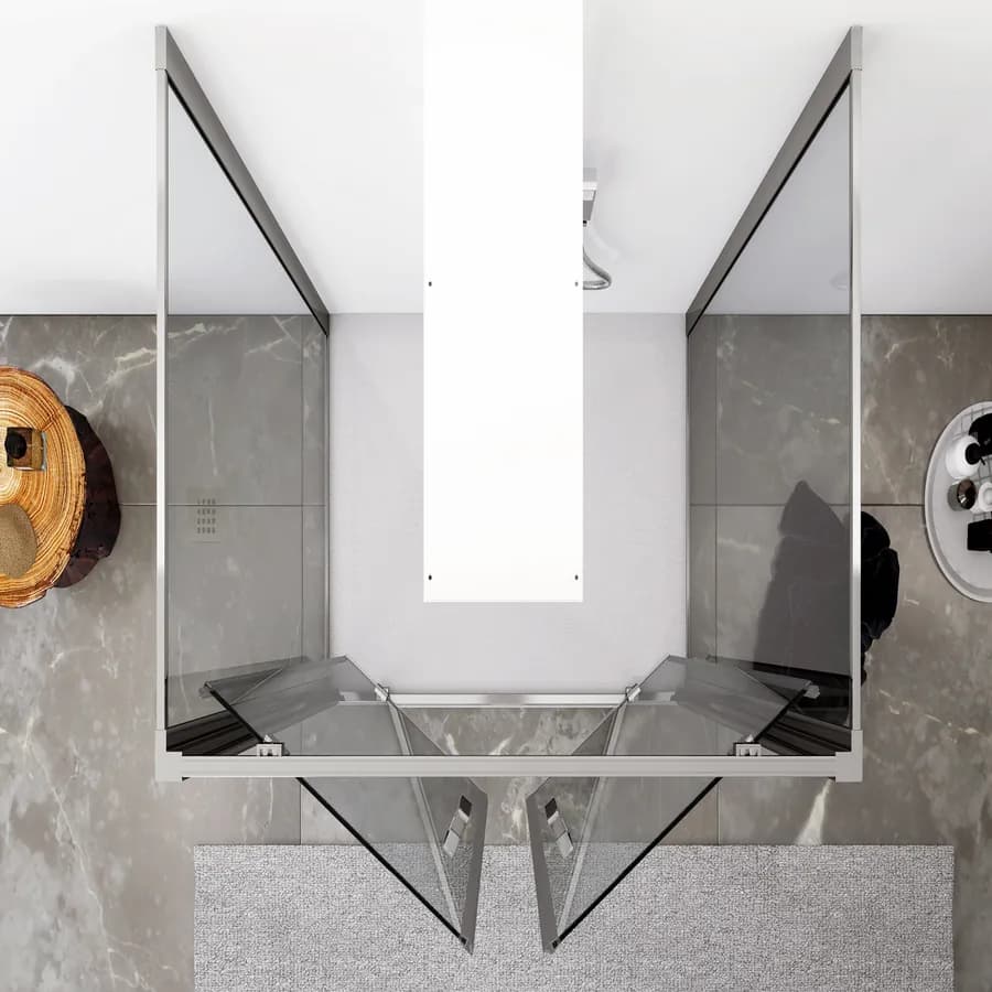 Box 3 lati 70x100x70 cm doppio battente vetro trasparente anticalcare profilo cromo 195h - Moritz