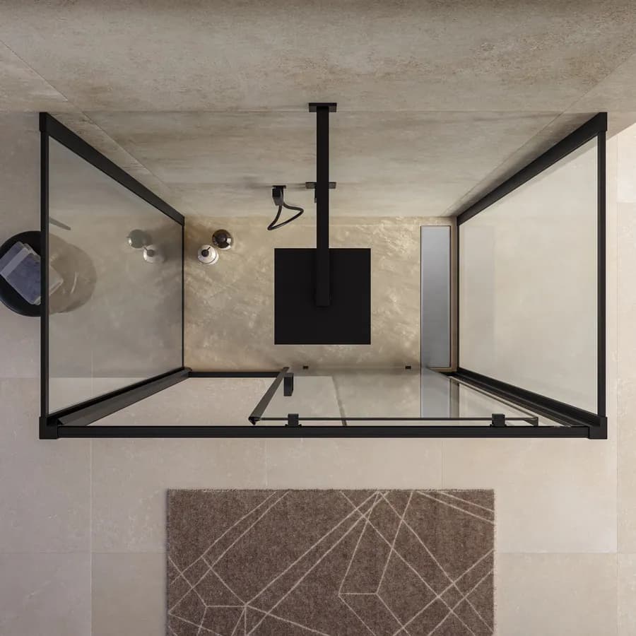 Box doccia 3 lati 70x120x70 cm scorrevole anticalcare profilo nero - Naomi