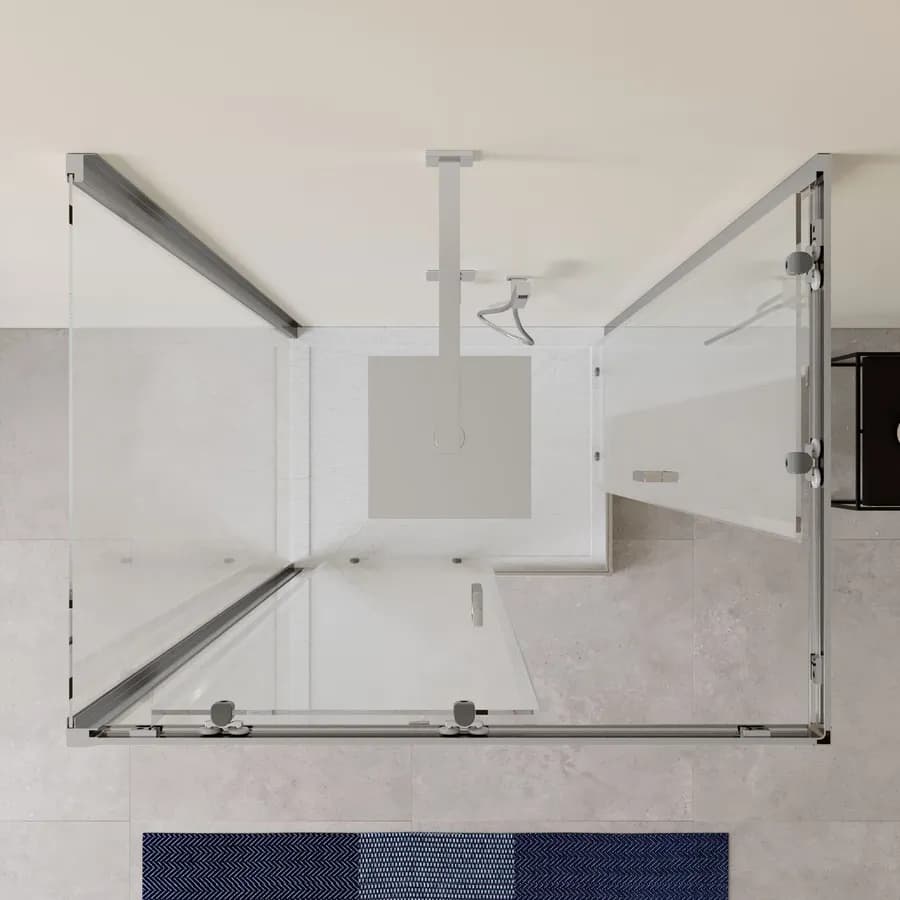 Box doccia 3 lati 70x90x70 cm doppio scorrevole con vetro trasparente e profilo cromo 200h - Skin
