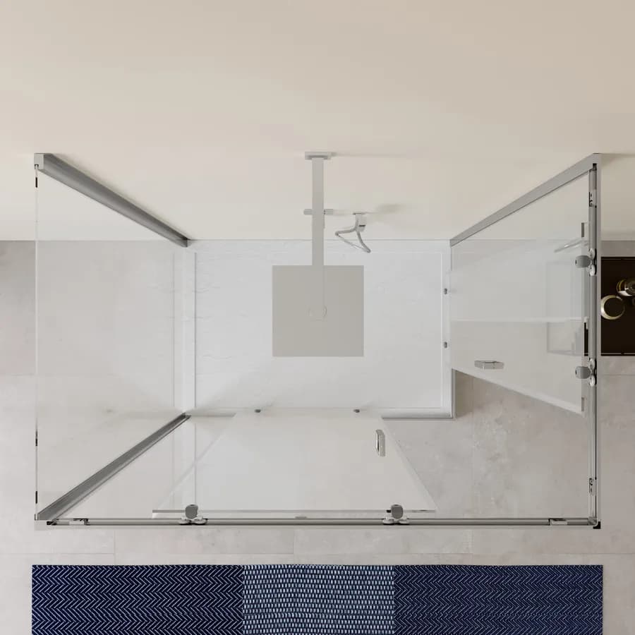 Box doccia 3 lati 80x120x80 cm doppio scorrevole con vetro trasparente e profilo cromo 200h - Skin