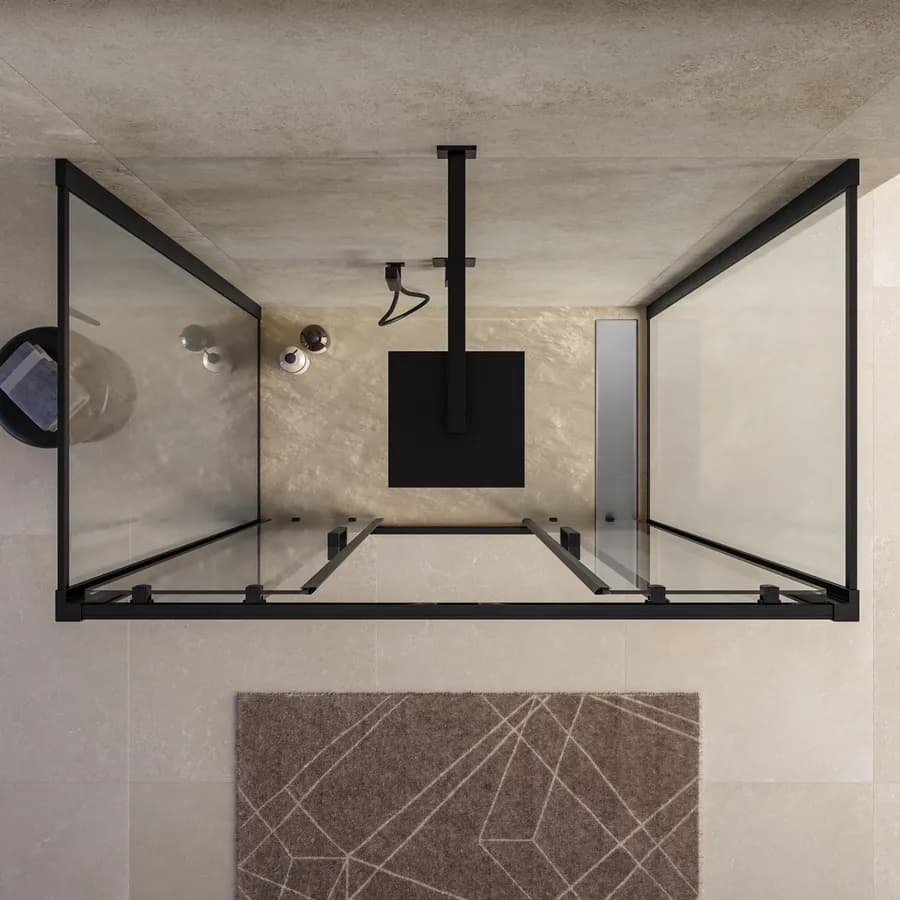 Box doccia 3 lati 80x120x80 cm scorrevole 4 ante anticalcare telaio nero - Naomi