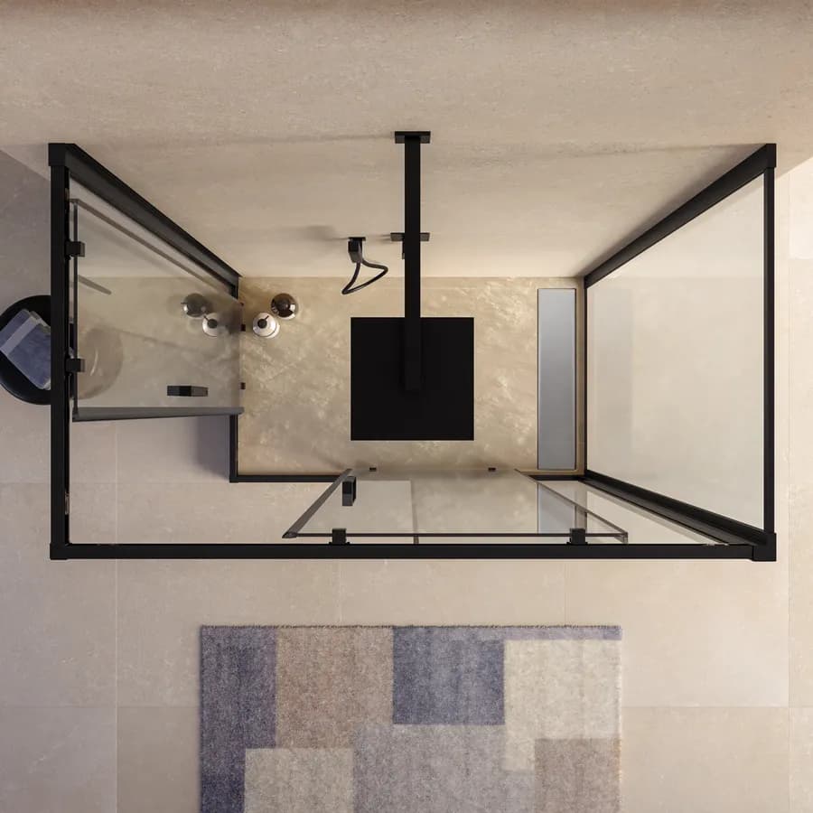 Box doccia 3 lati 80x120x80 cm telaio nero doppio scorrevole anticalcare 200h cm - Naomi