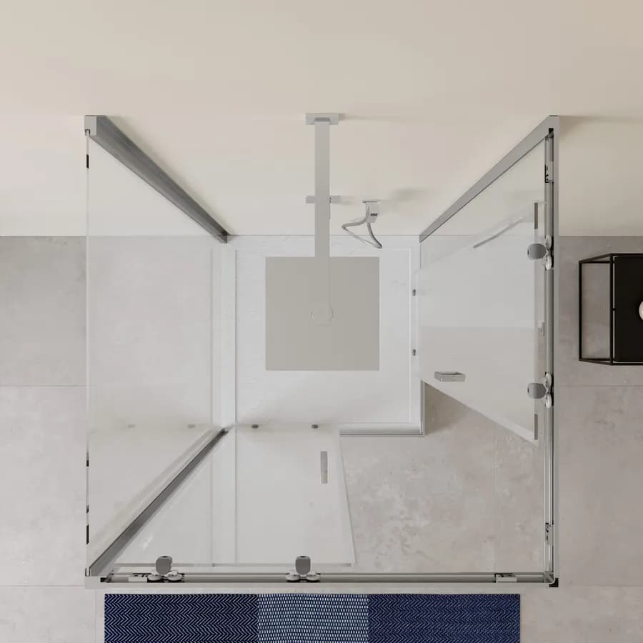 Box doccia 3 lati 90x90x90 cm doppio scorrevole con vetro trasparente e profilo cromo 200h - Skin
