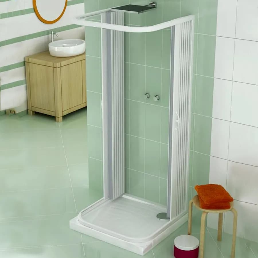 Box doccia 3 lati a soffietto apertura centrale 80x90x80 cm riducibile fino a 70x80x70 cm